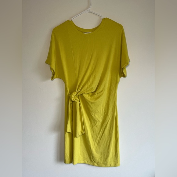 ✨NWT✨Daily Practice by Anthropologie. Nico Tie-Waist Dress Chartreuse. Size M - Picture 4 of 14